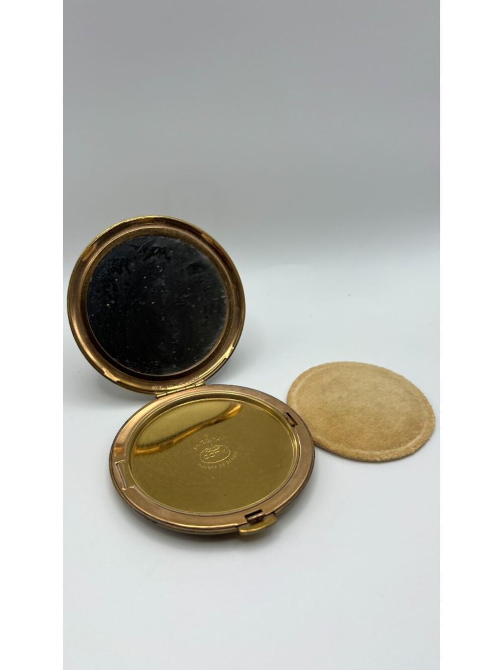 Vintage Coty Airspun Gold Compact Mirror With Powder Puff - Poudre De Beaute - P
